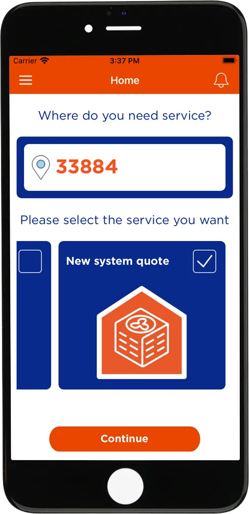 fyxify app screen for choosing the type of service you need